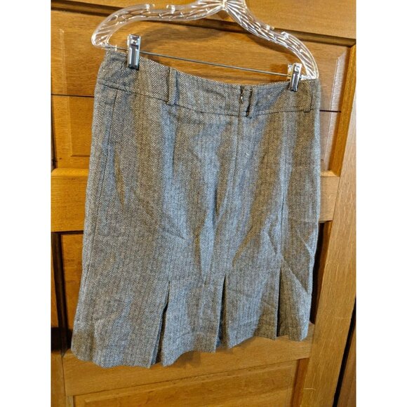 Dressbarn Size 10 Skirt Herringbone Brown Tan Pleated Lined Wool Blend - Picture 2 of 5